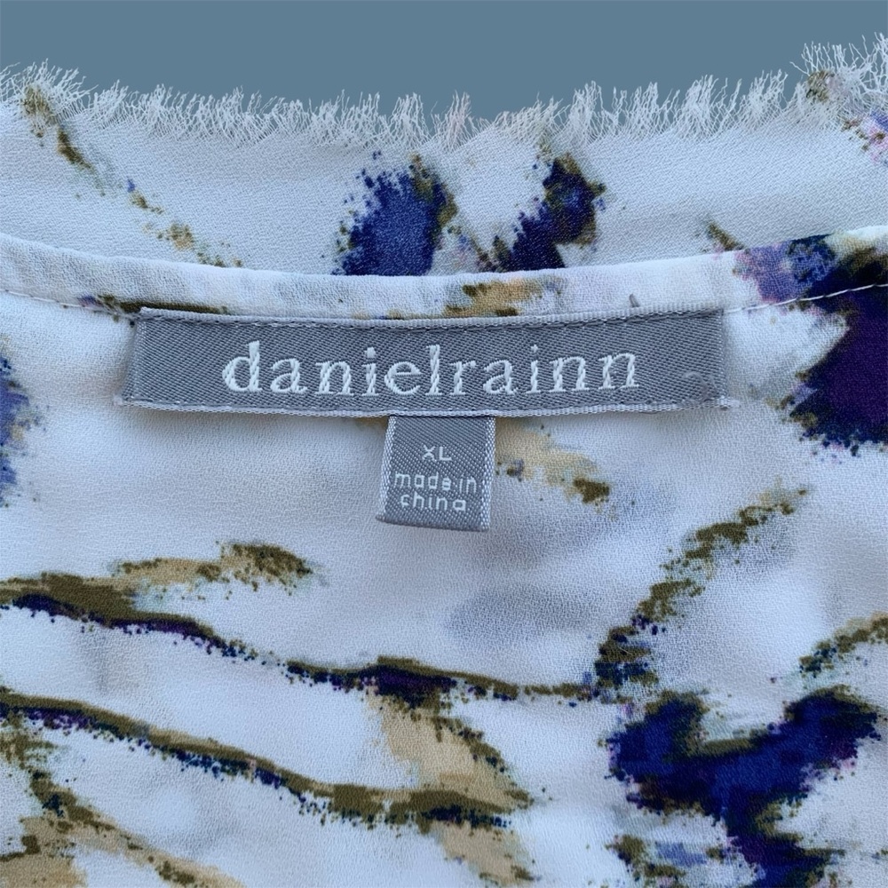 Daniel Rainn Multicolor Floral Split Neck Short Sleeve Blouse ~ Women’s XL - Picture 5 of 7